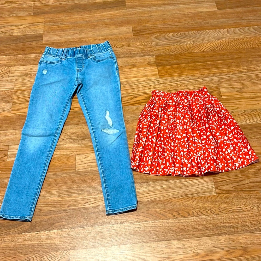 Jeans and skirt